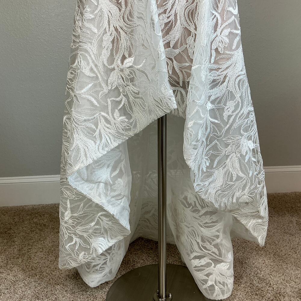 XSCAPE Lace High Low Sleeveless Evening Gown White and Pink Size 6 Formal Dress - Picture 10 of 13